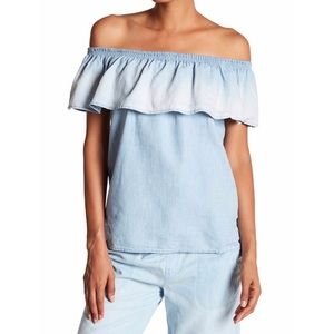 Soft Joie Irma Chambray Blouse L New Sunbleach